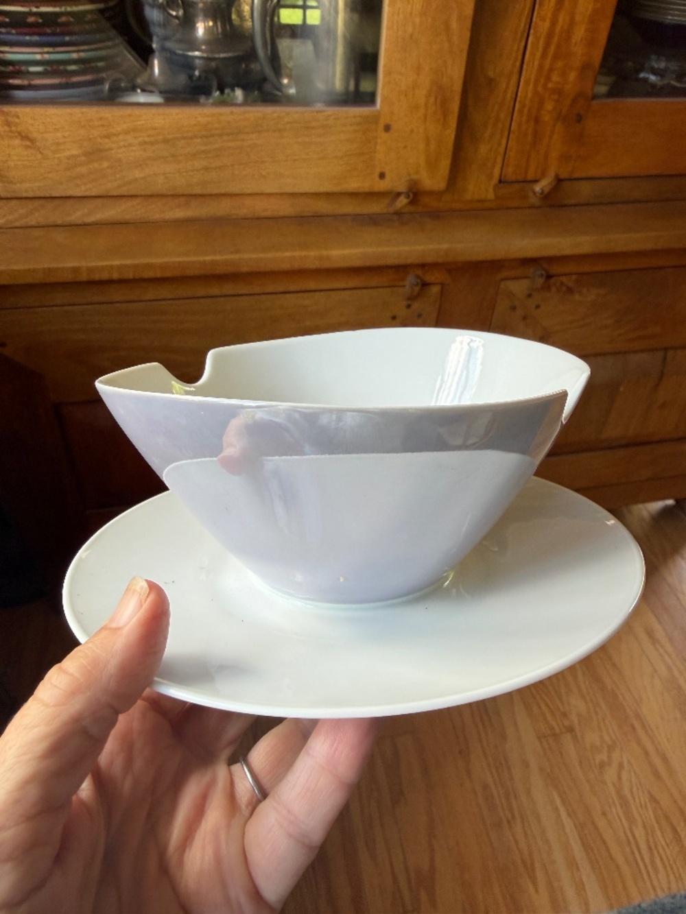 Rosenthal China Raymond Loewy Crystalline Blue Gravy Boat + Underplate